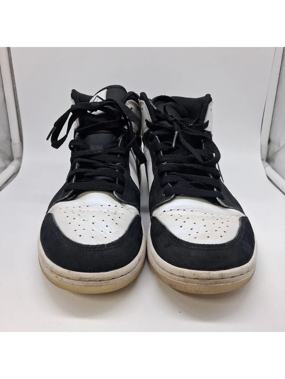 Nike Air Jordan 1 Mid SE Diamond DH6933-100 Men's 9.5 Black White High Top Shoes